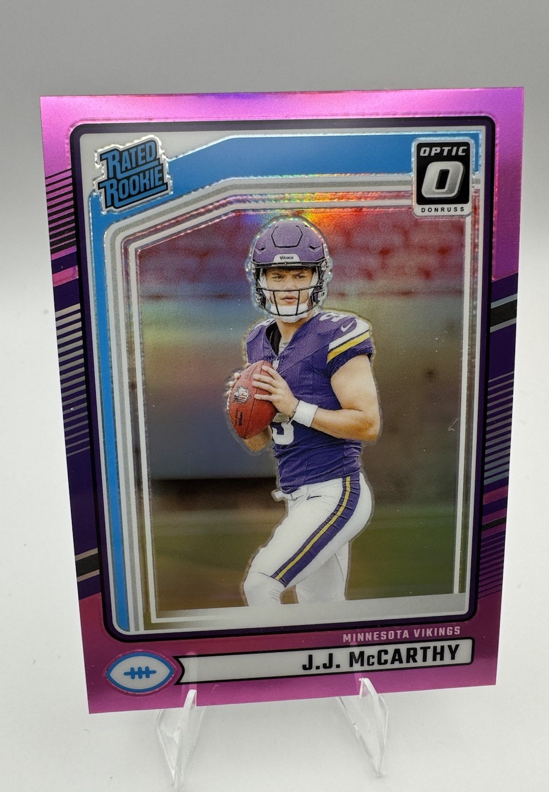2024 Panini Donruss - Rated Rookie J.J. McCarthy #303 Optic Preview Pink...