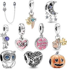 "10 Pack Charms Sets 925 Sterling Silver fits Bracelets and Necklace Pendant...