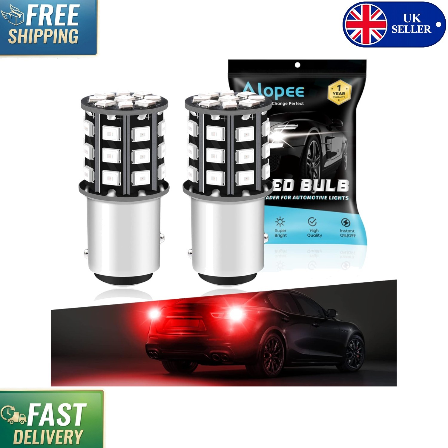 Universal Fit 1157 LED Brake & Tail Light Bulbs - 500 Lumens, Easy Install