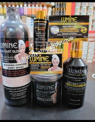 6pc Lumine Half-C Body Lotion, Soap, Scrub, Shower Gel, Face Cream & Serum Set