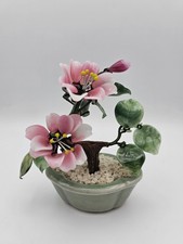 Vintage Bonsai Baum, Glas - Baum,Celadon, Jadebaum, Kirschblüten