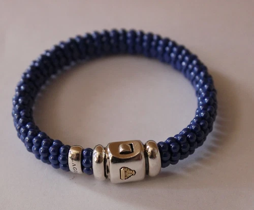 LAGOS Ultramarine Caviar Ceramic Beaded Bracelet 925 SS & 18K