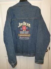 Jim Beam Bourbon Whiskey Embroidered International Denim Jean Jacket XL Mens