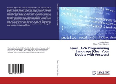 Learn JAVA Programming Language (Clear Your Doubts with Answers) Paulin (u. a.)