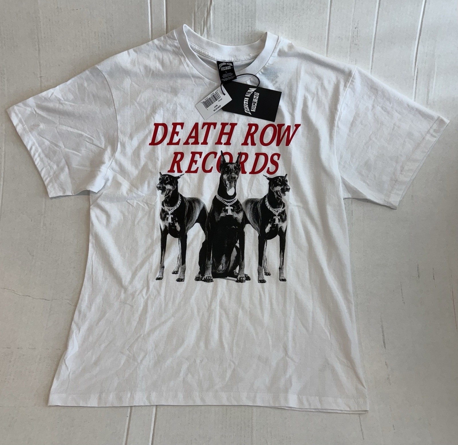 FILA T shirt uomo donna Death Row Records colore bianco taglia large nuova con etichetta!!!