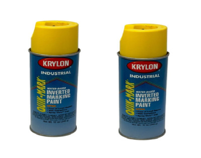 Lot of 2   Krylon 03402 Quik-Mark Inverted Marking Paint 12oz   APWA Yellow