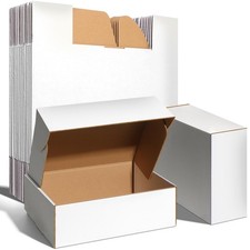 12x9x4 inches Shipping Boxes Set of 20, White Corrugated Cardboard Boxes Lite...