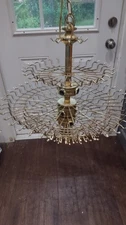 Vtg 1970’s MCM 7 Tier Lucite/Acrylic w/Glass Panel Chandelier Underwriters