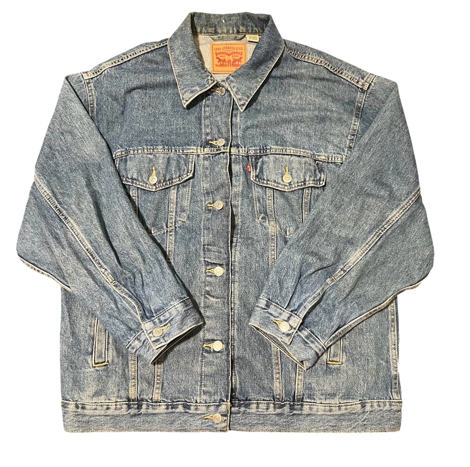 Levi’s Men’s Large Blue Denim Trucker Jean Cotton Red Tab Jacket
Opens in a new window or tab