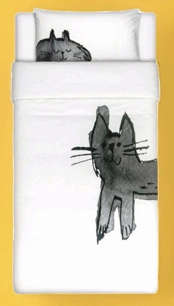Juego de funda nórdica doble con estampado de gato IKEA Backsvala 2 piezas blanco negro gris NUEVO retirado