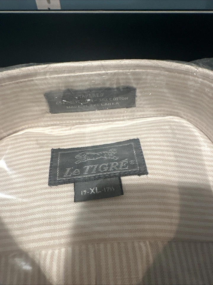 Le Tigre Shirt XL 17-17.5 Casual Classic Button Up Long Sleeve Striped Mens New - Image 2 of 4