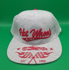 Hot Wheels Flat Brim Youth Baseball Hat Gray Red Adjustable Cap Embroidered
