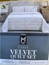    Member's Mark 3 Piece Soft Velvet Quilt Set King Size - Ivory