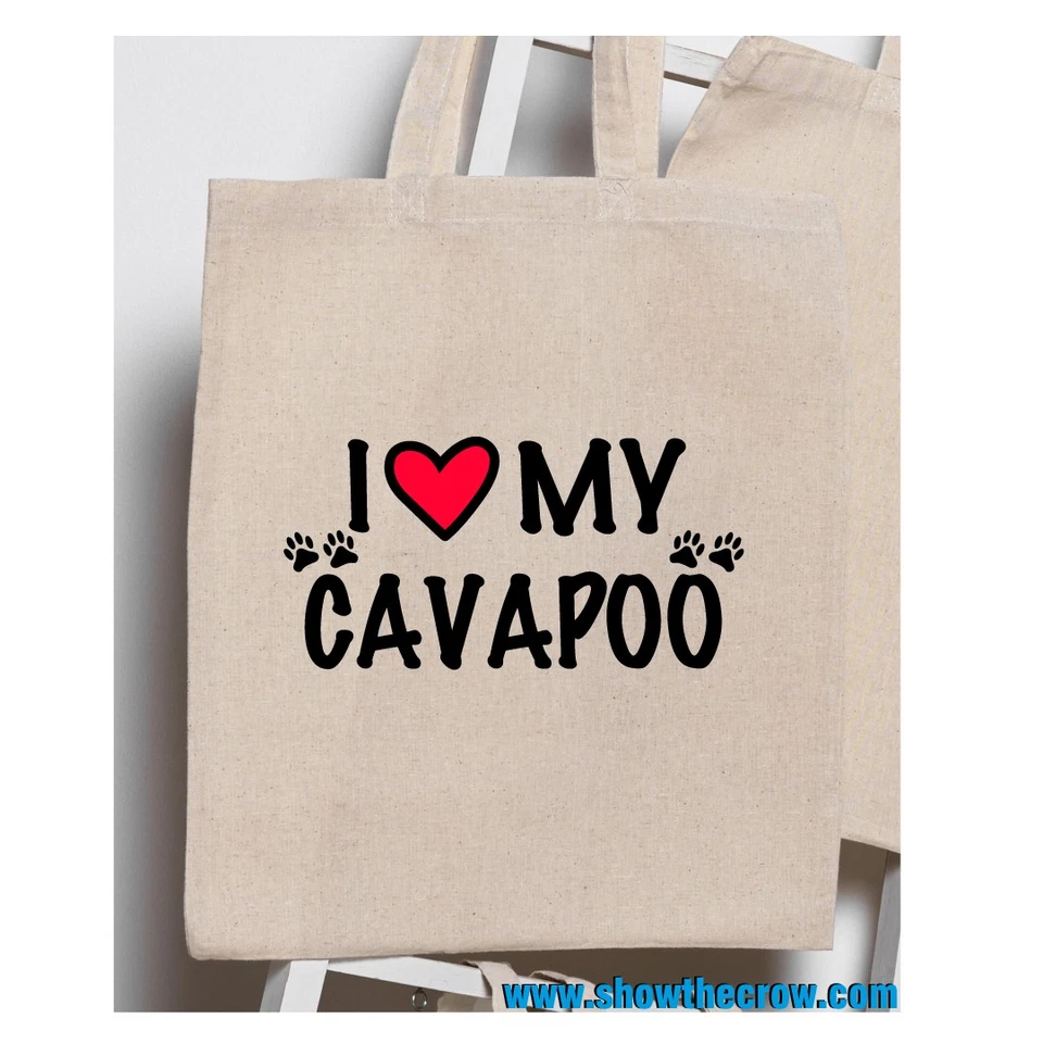 SHIOWTHECROW.COM "I Love My Cavapoo" 100% Premium Cotton Tote Gift Shoppers Bag