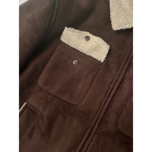 Levi's Brown Suede Zip Front Snap Pockets Faux Leather/Fur Jacket - Size L - Picture 12 of 20