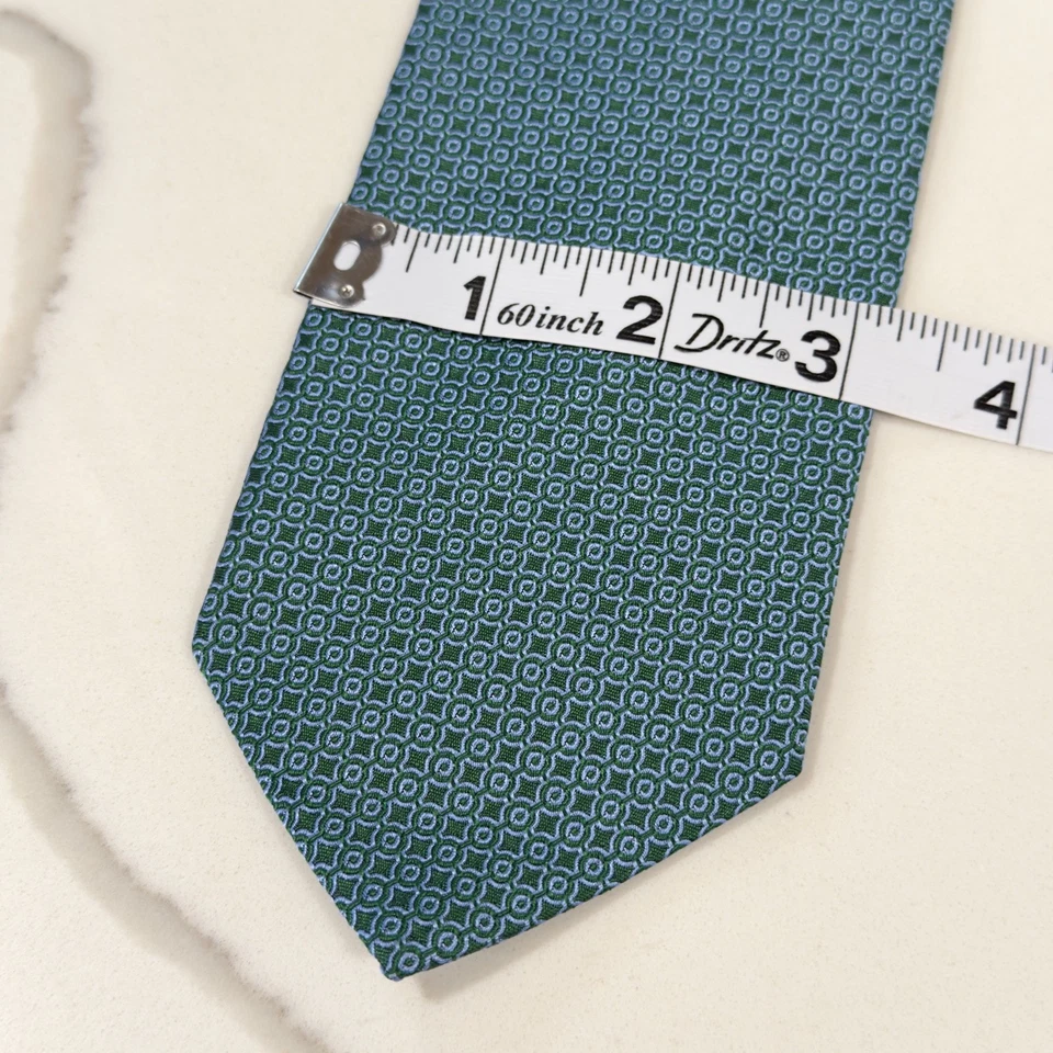 Corbata Brooks Brothers verde/azul claro estampada 100 % seda para hombre 57,5" Foto 4 de 4