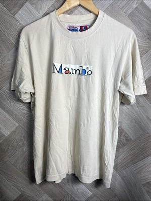 Vintage Mambo T-Shirt, 2001 Holey Cow, weiß, Surfwear, Größe Herren Medium