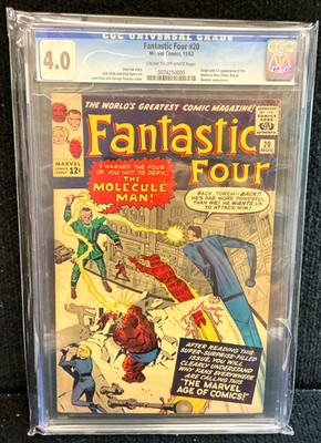 1963 MARVEL COMICS # 20 -  FANTASTIC FOUR - THE MOLECULE MAN - CGC GRADED 4.0