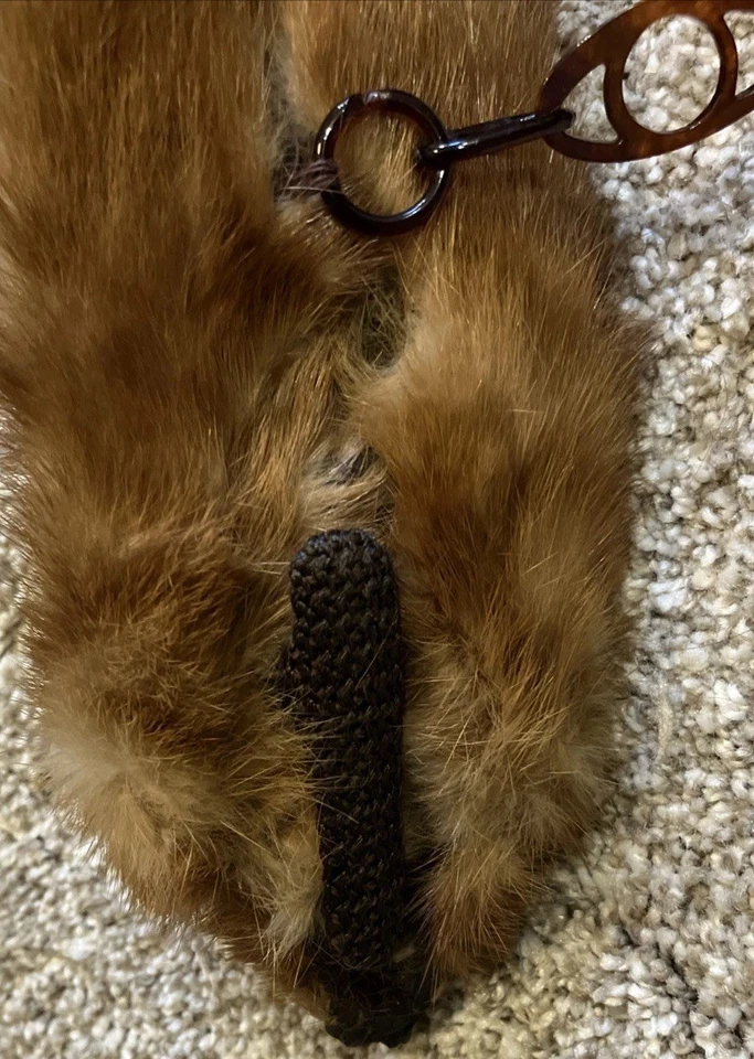 VINTAGE 1920s-30s Genuine MINK FUR COLLAR/ WRAP -2 PELTS- 37” - Image 3 of 4