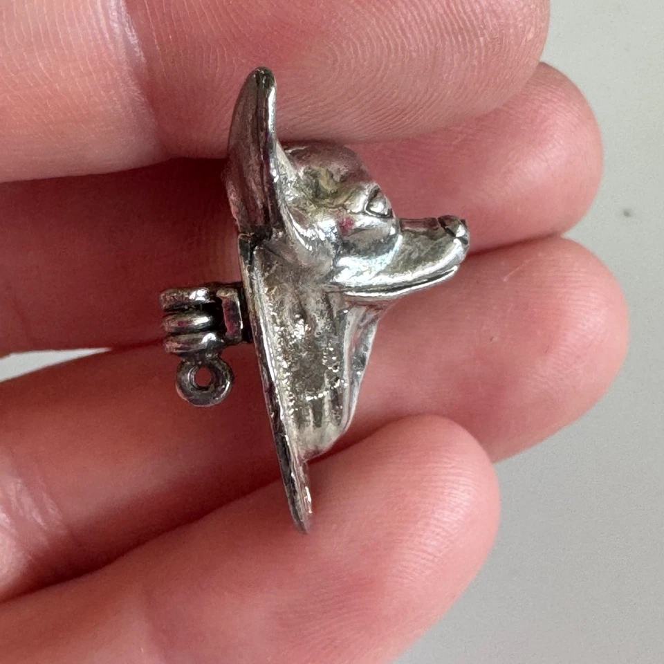 Prendedor vintage de plata esterlina con logotipo de cabeza de perro Chihuahua Club of Victoria Australia Foto 2 de 4