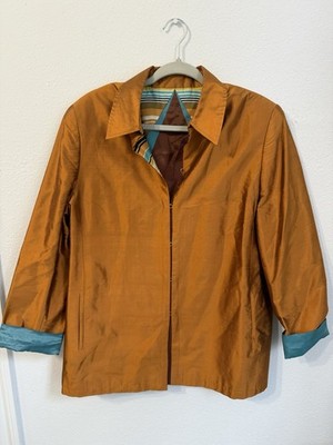 Vintage Orange Jacket with Teal Accents- Unbranded Size Large