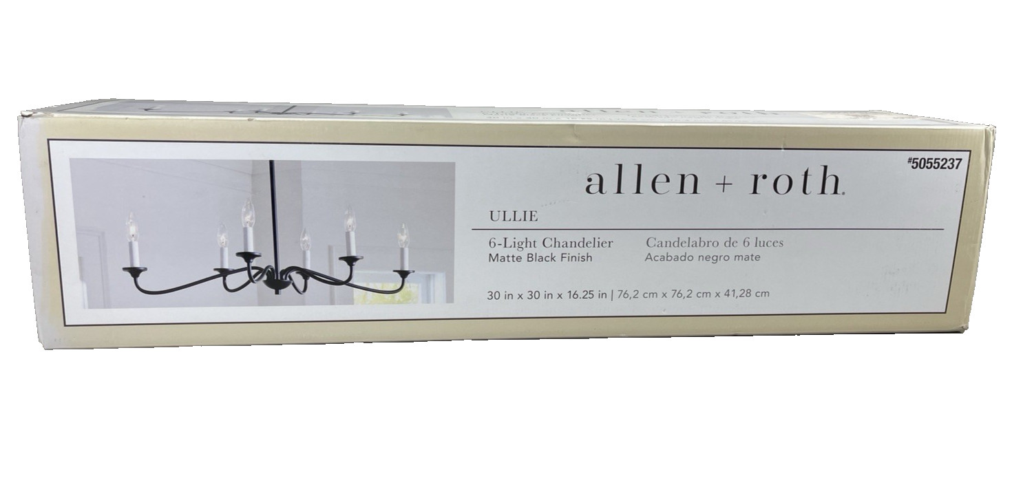 ALLEN + ROTH Ullie 6-Light Matte Black Farmhouse Hang Chandelier 505523