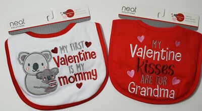 Baby Bibs My First Valentine is My Mommy Kisses Are For Grandma Neat Solutions