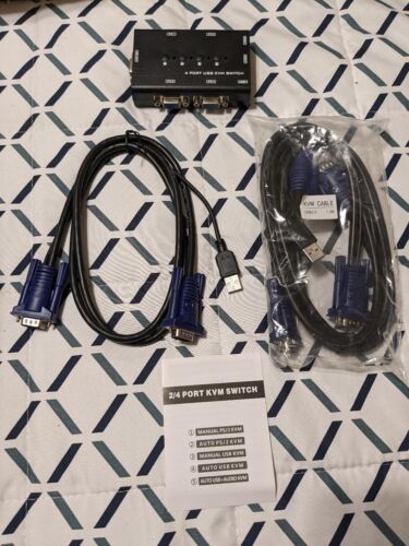 USB VGA KVM Switch with 4 Cables, 4 Port Selector Switcher for PC - Picture 2 of 9
