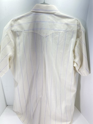 Panhandle Slim Western Shirt Men XL 17.5 Ivory Short Sleeve Button VTG USA 1980s - Picture 9 of 11