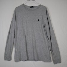 Polo Ralph Lauren T-Shirt Mens Medium Crew Neck Tee Pony Casual Gray Long Sleeve