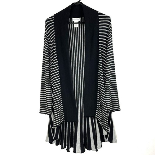 Soft Surroundings Strickjacke Gr. PS Petite Kaschmirmischung schwarz grau gestreift