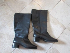 $300 Regence Canada Winter Boots Black Leather 15" Tall Zip 2" Heel Lined 10.5 W