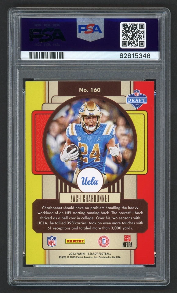 2023 PANINI LEGACY ZACH CHARBONNET #160 SEATTLE SEAHAWKS ROOKIE RC PSA 9 MINT - Image 2 of 2