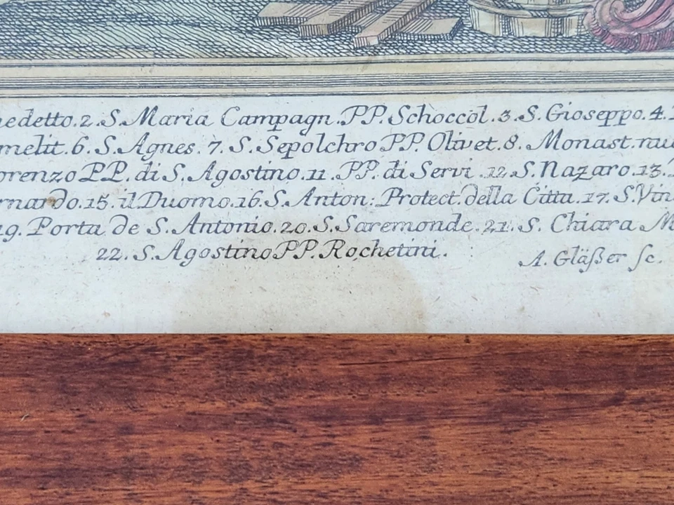 Antique Placenza Italy Map Copper Engraving 18th Century HandColored Engelbrecht - Image 4 of 4