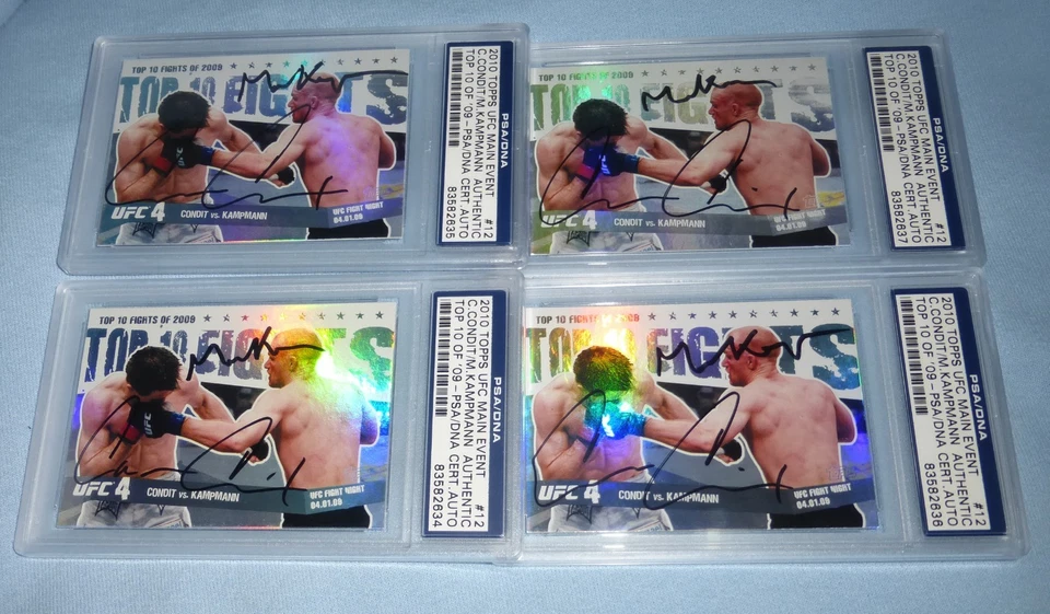 Tarjeta del evento principal Topps UFC firmada por Carlos Condit Martin Kampmann 2010 #12 PSA/DNA Foto 2 de 4