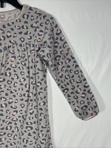 Carter’s Pajamas Girls Nightgown Leopard Print Grey Pink Med Pjs Long Sleeve EUC - Picture 3 of 23