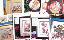 Counted Cross Stitch Pattern Lot Beach Boys & Girls Children Caravan Vtg Q5