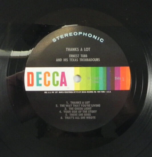 Ernest Tubb And His Texas Troubadours  "Thanks A Lot" 1964 Decca  DL 74514 - Image 4 of 4