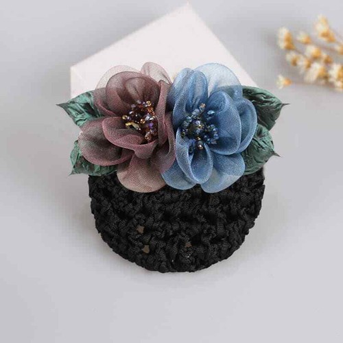 women Headdress occupation spring clip Hair Accessories Flower Hair Net - Picture 6 of 14