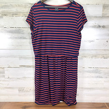 GAP Womens Blue/Red Maternity Striped Stretchy Short Slv Midi Dress Size XL