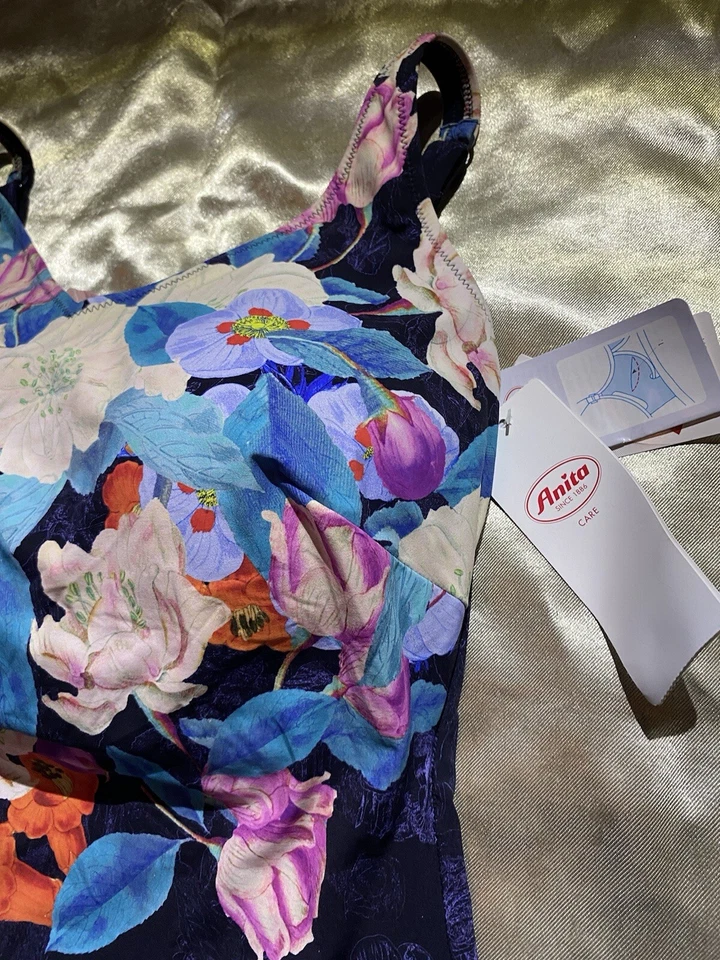 Купальник цельный Anita Care синий с цветочным цветочным передом, чашка S20 C новый Wi - Изображение 4 из 4