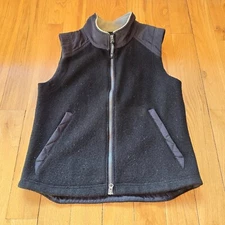 Ibex Women's Full Zip Vest 100% New Wool USA Made Size Medium - Black