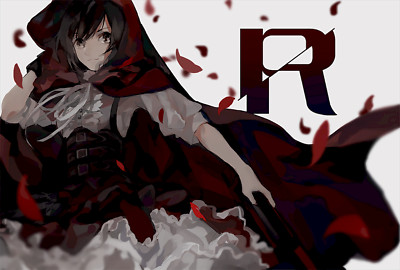 Anime rwby girls digital art artwork fan ruby rose Play Gaming Mat Desk