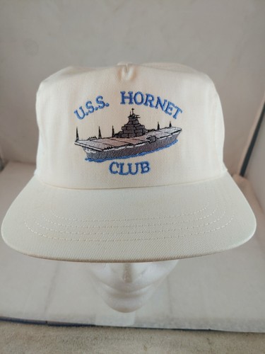 White USS Hornet Club Embroidered Hat Cap Adjustable Snapback