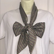 Vintage Striped Small Check Multicolor Polyester Long Scarf