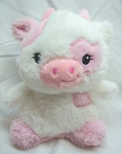 VERY SOFT  CUTE WHITE COW WITH PINK SPOTS 7" Plush Stuffed Animal Toy Farm