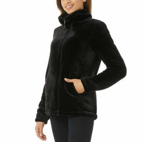 32 Degrees Womens Front Pockets Plush Jacket, Women's, Size: Medium, Black