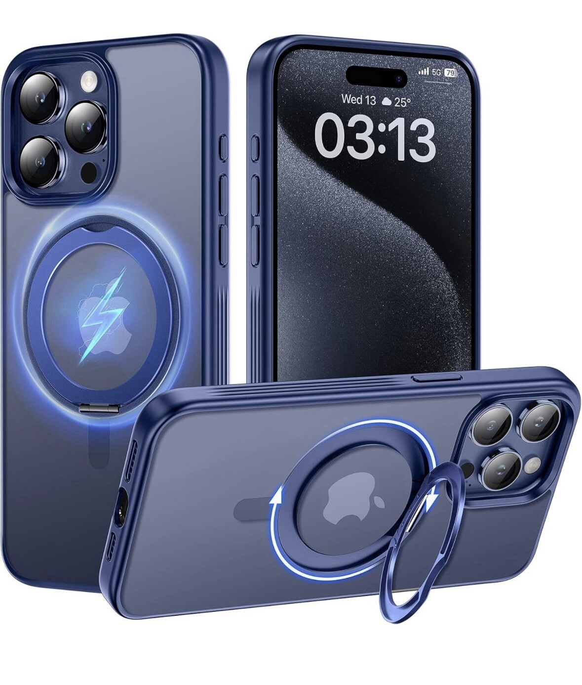 TAURI for iPhone 15 Pro Max Case 360 Blue Military-Grade Drop Protection Sli...