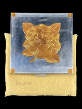 1940's Mid-Century VOLUPTÉ USA 2-Tone Copper Rose Overlay Mirror Powder Compact