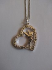 Disney Tinkerbell Necklace Silver Tone Heart Shaped